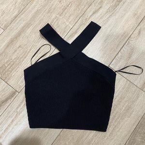 Aritzia Black Ribbed Crop Top